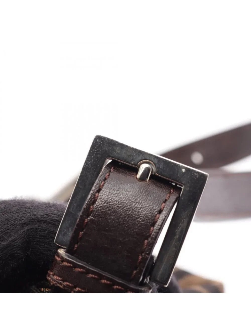 Fendi Shoulder Bag Zucca Brown Canvas Leather